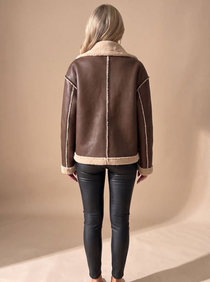 Women's Winter Aviator Coat with Sherpa Lining (2)