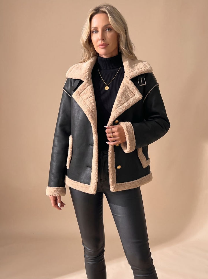 Women's Winter Aviator Coat with Sherpa Lining (3)