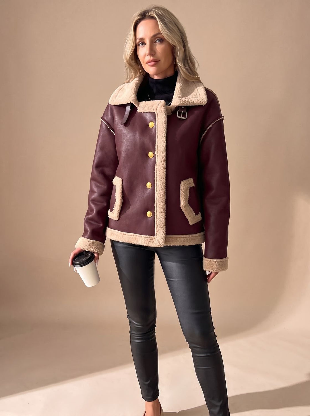 Women's Winter Aviator Coat with Sherpa Lining (4)