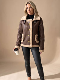 Aria | Women's Winter Aviator Coat with Sherpa Lining
