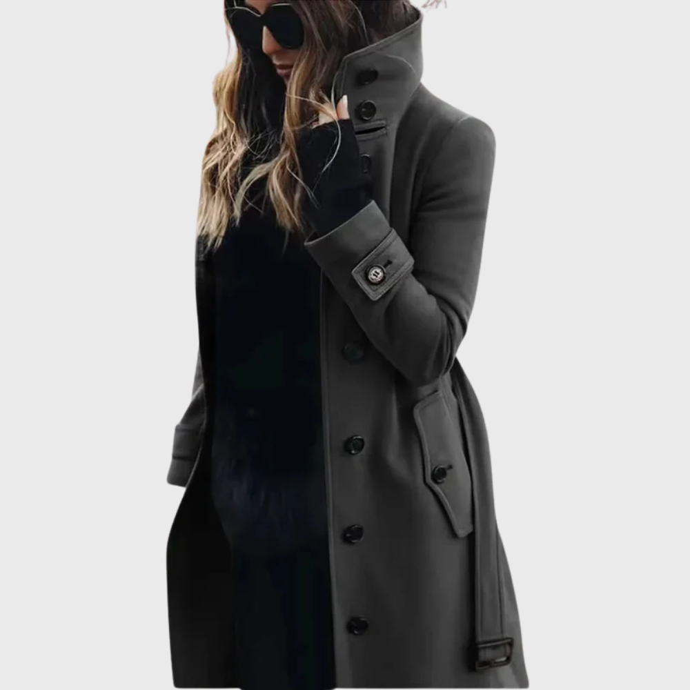 Women's Winter Coat Formal Longline in Dark Grey