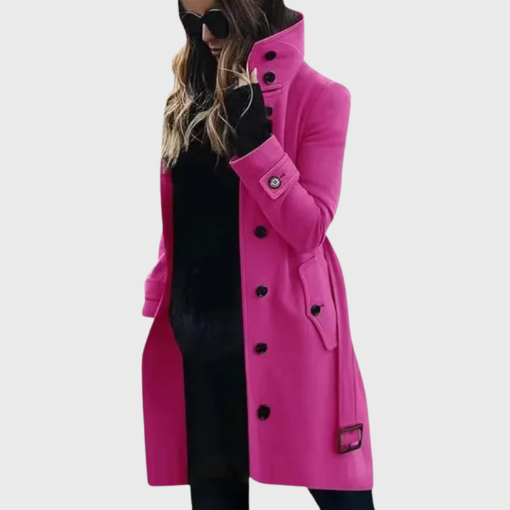 Women's Winter Coat Formal Longline in Dark Pink