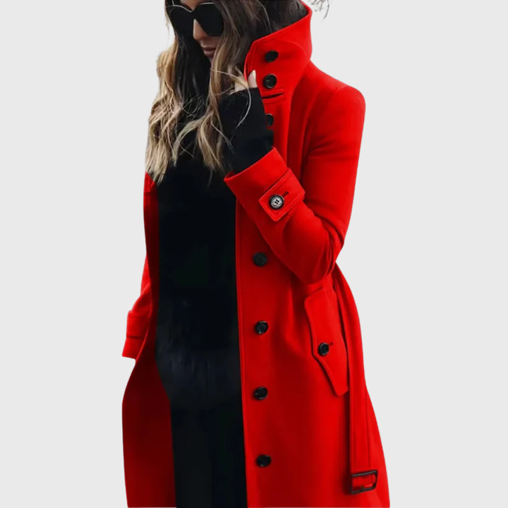Women's Winter Coat Formal Longline in Red