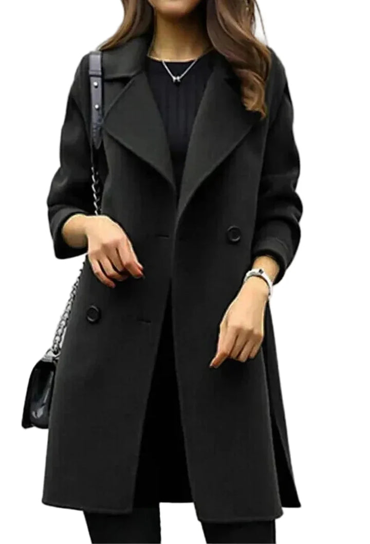 Women's Winter Coat in Midi Length in Black