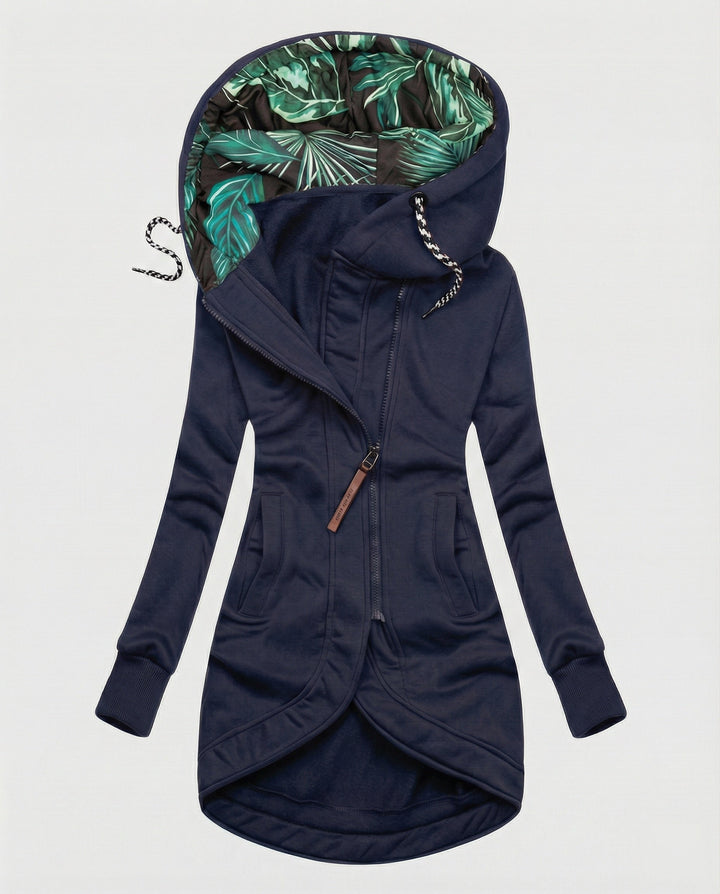 Women's Winter Coat with Feminine Silhouette in Navy