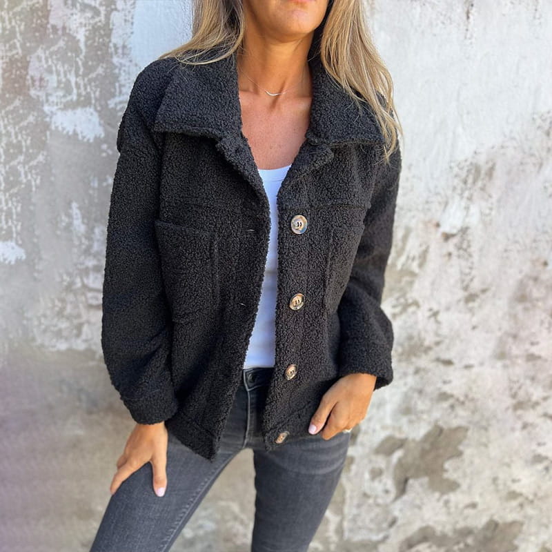 Women's Winter Coat with Soft Lining in Black