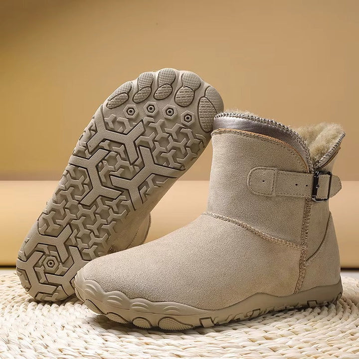 Women's Winter Fleece-Lined Knee-High Boots in Sandstone Beige