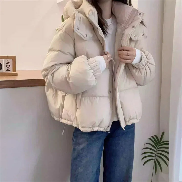 Women's Winter Hooded Puffer Jacket in White