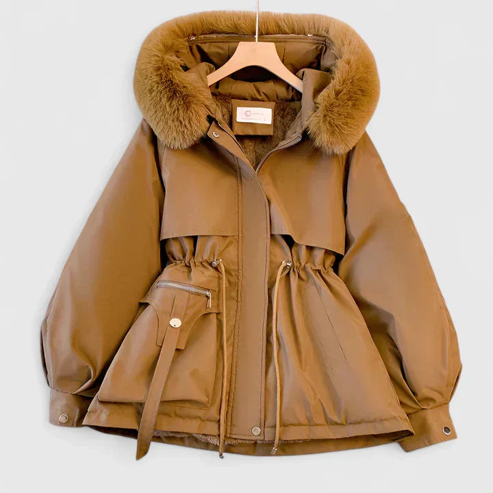 Women's Winter Jacket with Padded Lining for Autumn in Brown