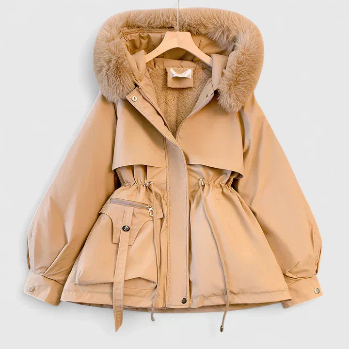 Women's Winter Jacket with Padded Lining for Autumn in Khaki