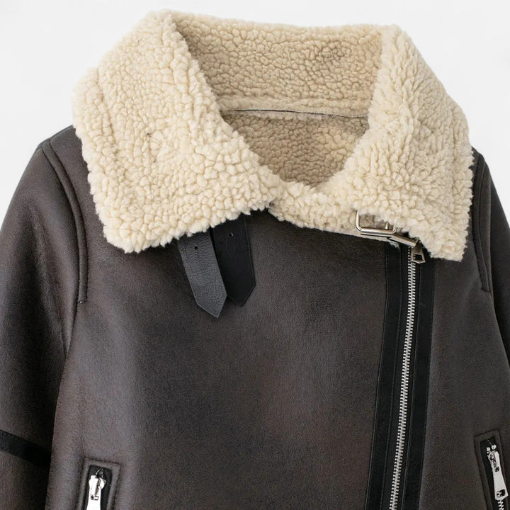 Women's Winter Structured Belted Leather Jacket (4)