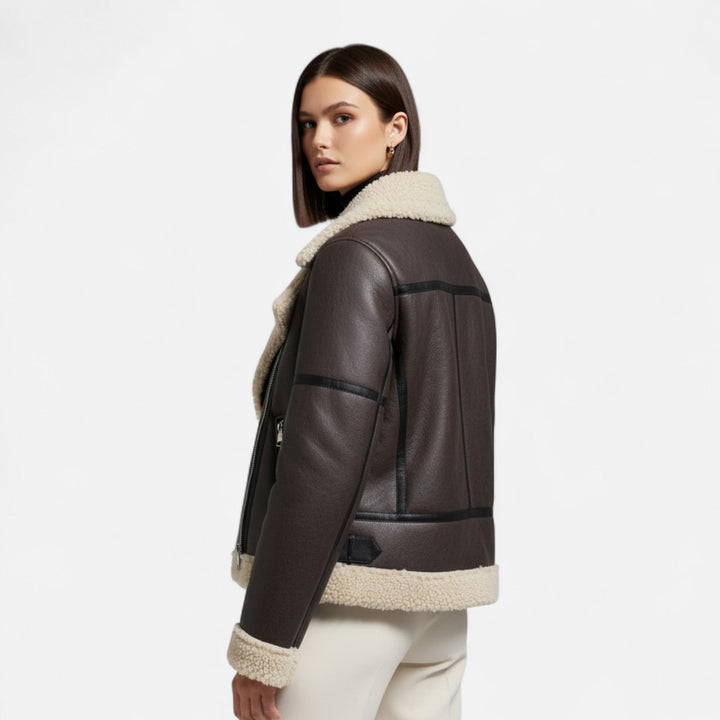 Women's Winter Structured Belted Leather Jacket (6)
