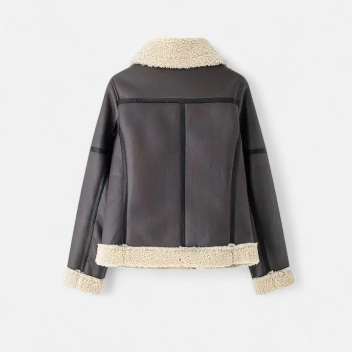 Women's Winter Structured Belted Leather Jacket (7)