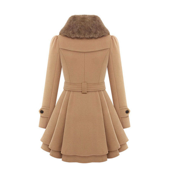 Women's Winter Trench Jacket with Faux Fur (3)