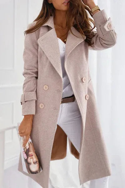 Women's Wool Coat in Structured Design in Beige