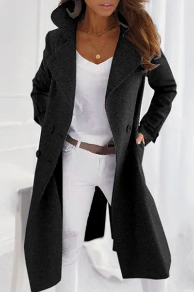 Women's Wool Coat in Structured Design in Black