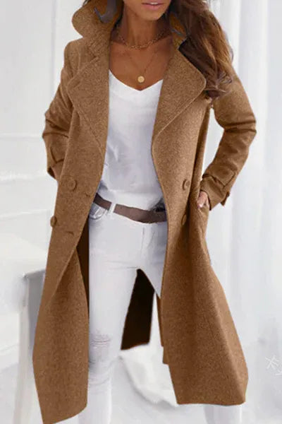 Women's Wool Coat in Structured Design in Brown