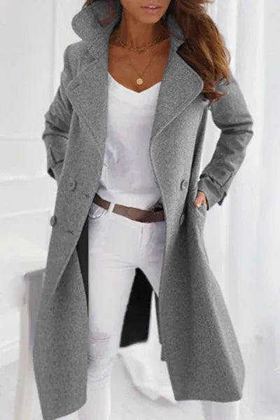 Women's Wool Coat in Structured Design in Grey