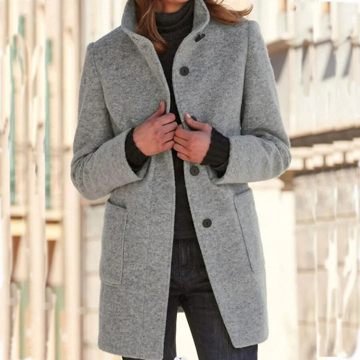 Women's Wool Trench Coat for Autumn in Grey