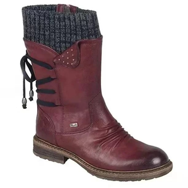 Women's Zip-Up Chelsea Boots for Autumn in Red