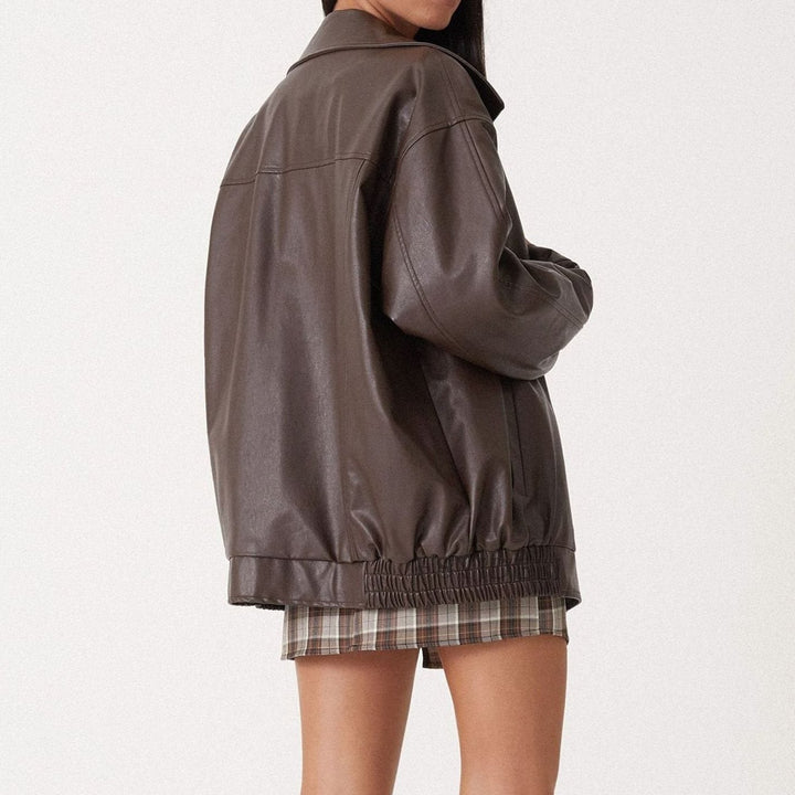 Zip-Up Leather Jacket with Relaxed Oversized Fit (3)