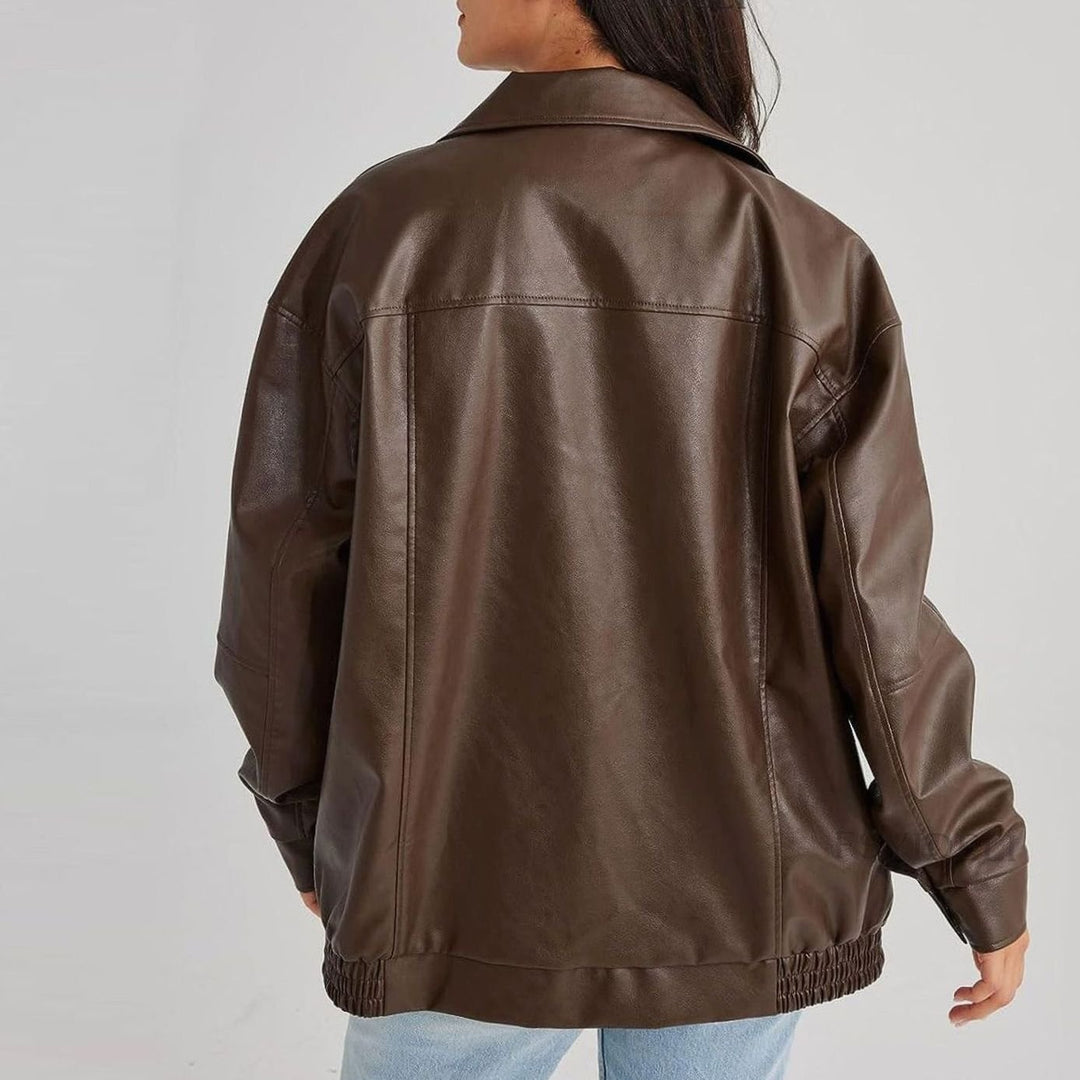 Zip-Up Leather Jacket with Relaxed Oversized Fit (5)
