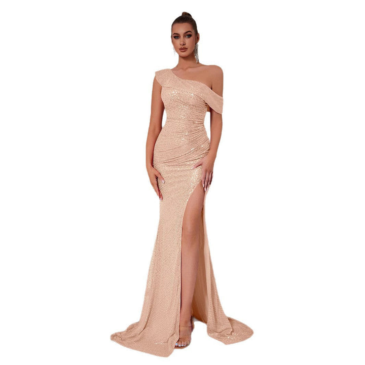 Zoe One-Shoulder Glitter Evening Dress with Side Slit Foto 5